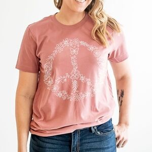 Pollinator Peace Sign Shirt in Mauve 100% Cotton